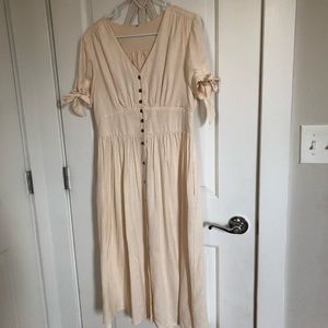 Button front dress with tie sleeve (medium)